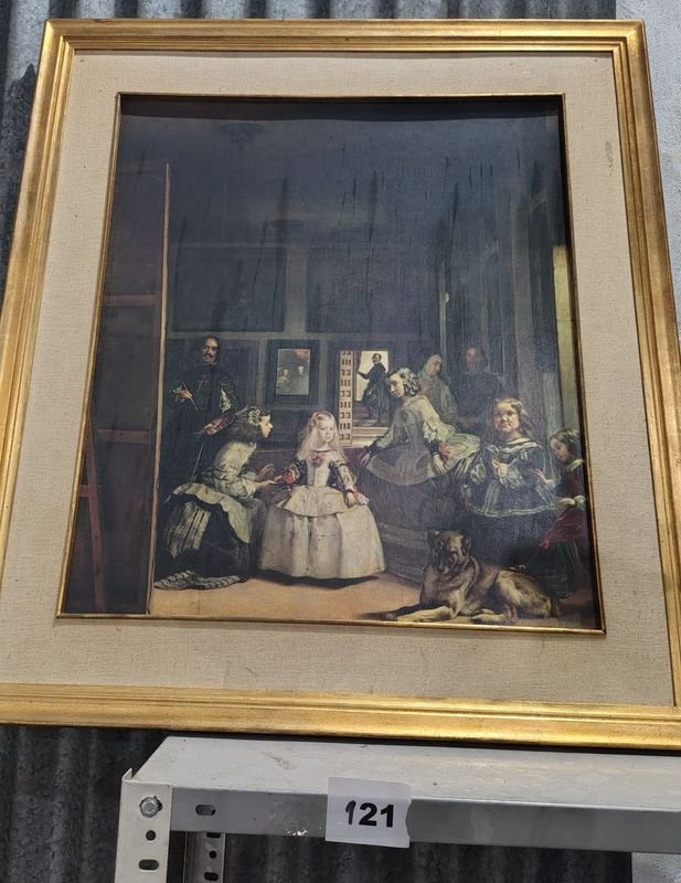 Lote siguiente: Pintura al óleo 'Las Meninas' de Diego Velázquez, enmarcada