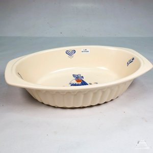 Fuente Oval de Porcelana Blanca con Diseño de Patos y Monograma Familiar - imagen 2