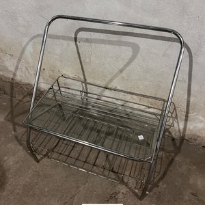 Lote siguiente: Mesita Auxiliar Cromada Vintage con Estante de Vidrio