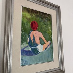 Óleo "Joven Sentado" por Rubén R. Santana Alfonso, Interpretación de Émile Bernard - imagen 3