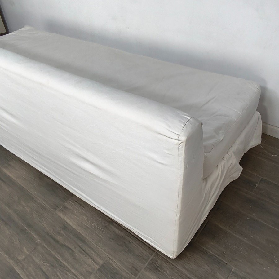 Sillón tipo camastro tapizado en Jean blanco - imagen 4
