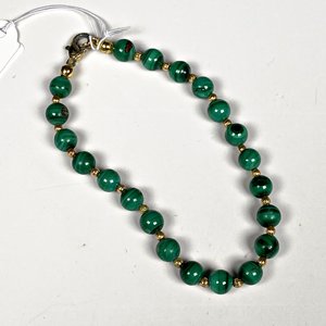 Pulsera de Malaquita con Cuentas Doradas - 19 cm - imagen 2