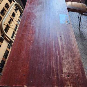 Escritorio Antiguo Angosto de Roble y Pino Macizo con Cajones - imagen 3