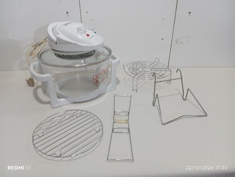 Horno Halógeno Multifunción con Bowl de Vidrio y Accesorios