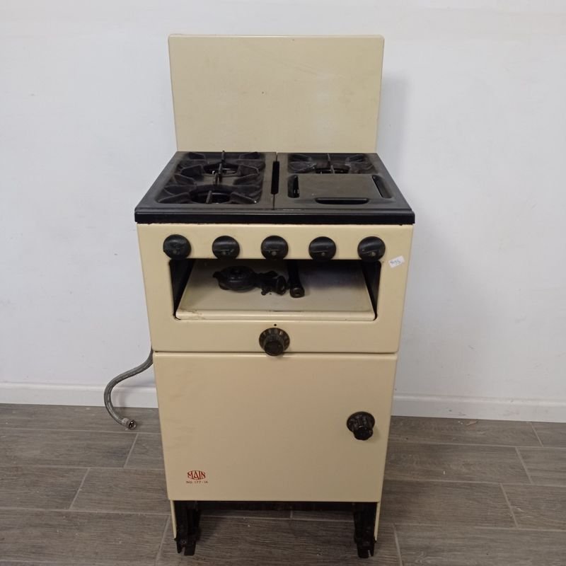 Cocina a gas antigua marca MAIN, esmaltada, horno con asadera - imagen 3