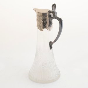 Jarra Art Nouveau de Cristal Tallado con Detalles Metálicos - imagen 3