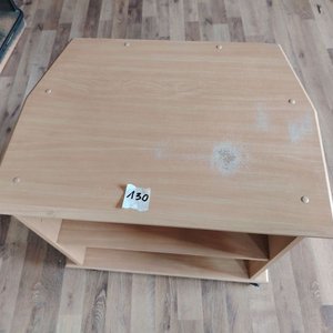 Mesa Auxiliar de Madera Clara con Estante y Ruedas - imagen 3