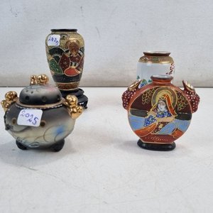 Conjunto de Porcelana Japonesa Estilo Satsuma: Jarrones y Recipientes Pintados a Mano - imagen 7