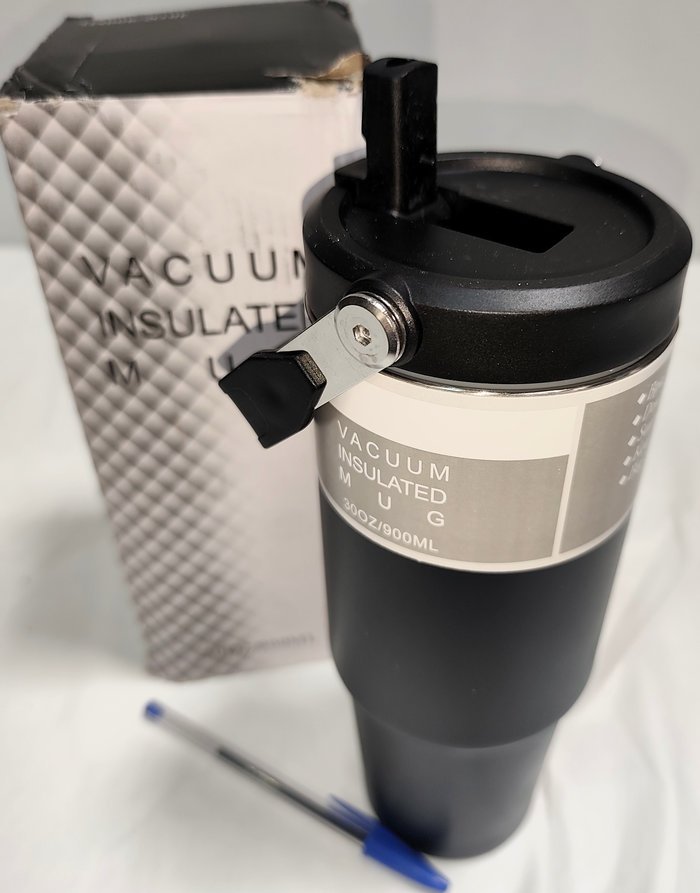 Vaso Térmico de Acero Inoxidable Negro 900ml con Tapa y Caja Nuevo