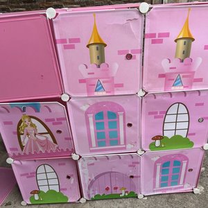 Organizador de Juguetes Infantil con 9 Cubos Rosado Estilo Castillo - imagen 5