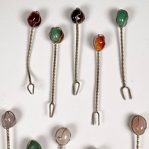 Diez Pinchos Decorativos con Piedras Ágata y Metal - imagen 4