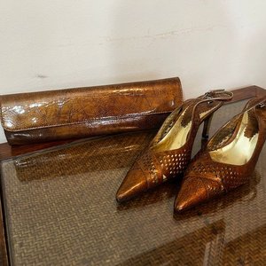 Zapato y Cartera de Charol Marrón Claro Luz Da Lua Talle 36 - imagen 1