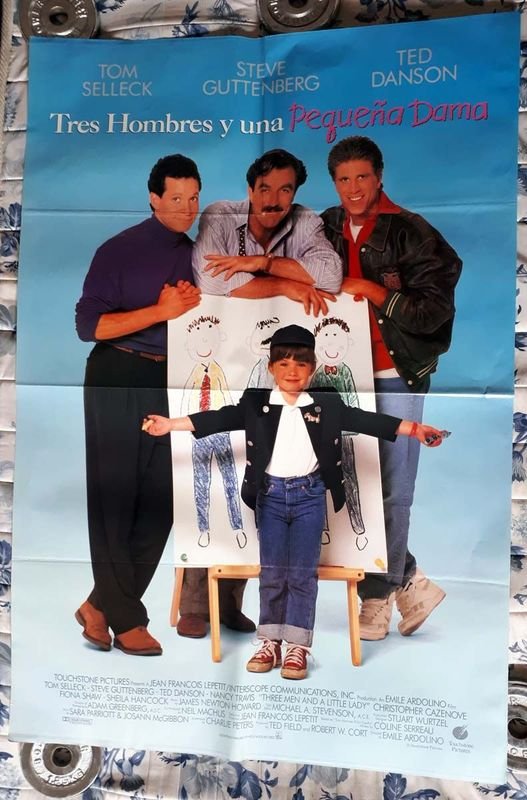 Poster Original "Tres Hombres y una Pequeña Dama" (1990) - Tom Selleck