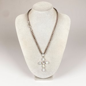 Cadena Gruesa de Plata con Dije Cruz de Plata y Nácar - imagen 2