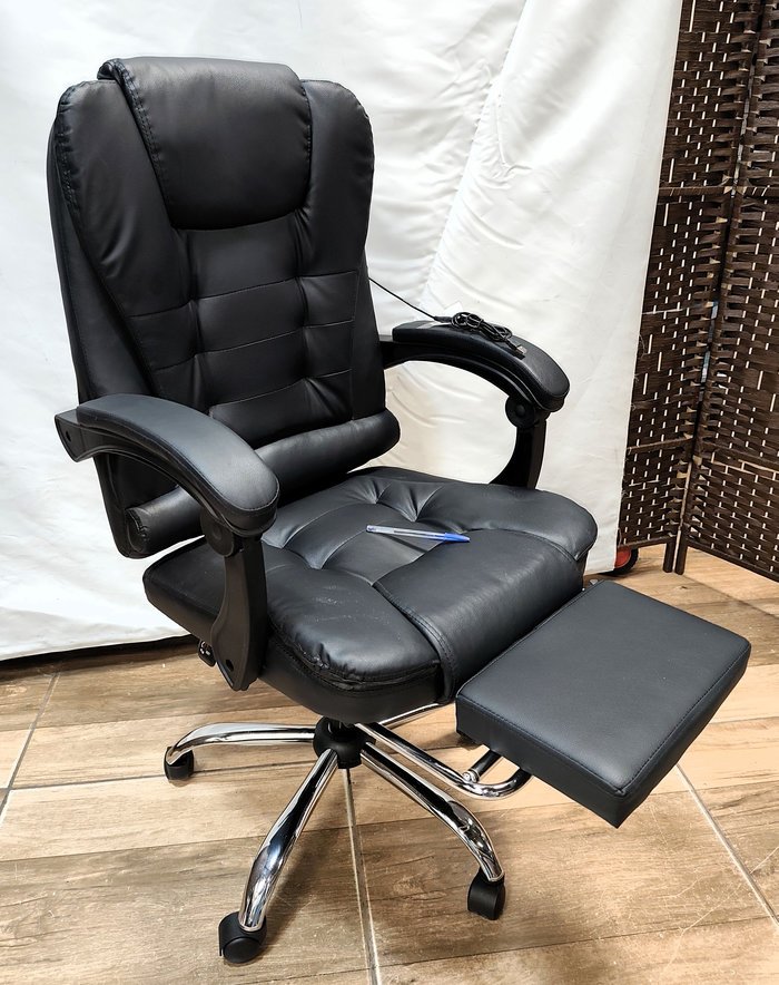 Silla ejecutiva regable y reclinable tapizada en eco cuero negro - imagen 2