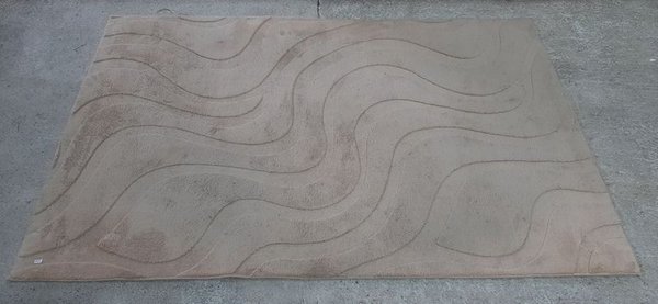 Alfombra Beige con Diseño Ondulado y Antideslizante 1.80 x 1.20 m - imagen 1