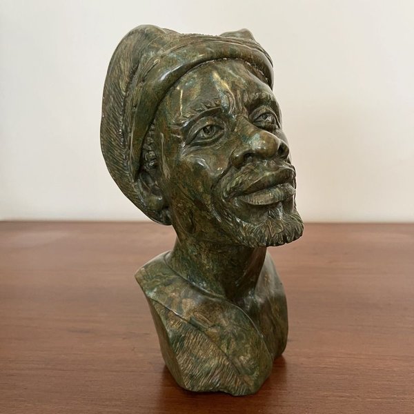 Busto en piedra africana tallado - Escultura de arte africano - imagen 2
