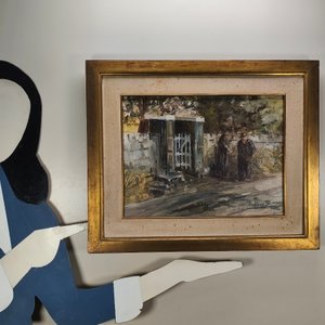 Óleo sobre lienzo firmado Pellicer, marco dorado - imagen 5
