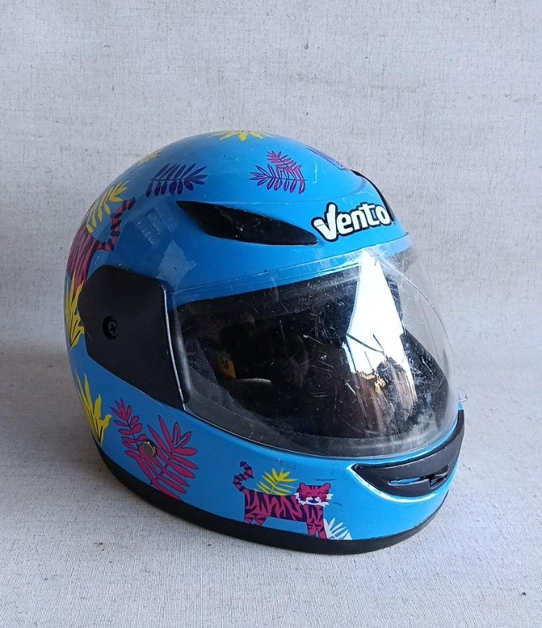 Casco Infantil Vento Azul con Diseño de Animales y Hojas