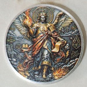 Moneda Coleccionable Tarot La Justicia y Libra con Arcángel Uriel - imagen 2