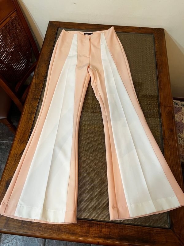 Pantalón Palazzo Naima Blanco y Rosa Talle S - Diseño Único - imagen 1