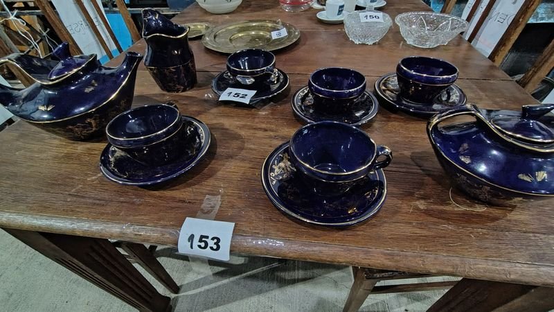 Juego de té completo azul y dorado - imagen 4