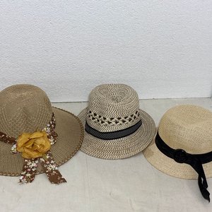 Lote de 3 Sombreros de Paja con Cintas y Flores Decorativas - imagen 9