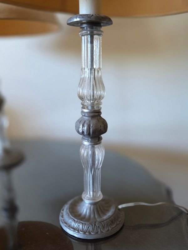 Lámparas de mesa en cristal y peltre de alta calidad - imagen 3