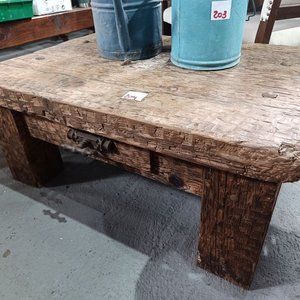 Mesa Ratona Rústica Maciza con Cajón y Herrajes Antiguos - imagen 2