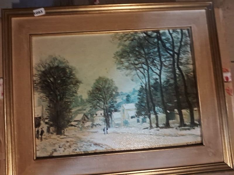 Lote anterior: Pintura de paisaje invernal nevado