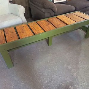 Banco Largo de Madera y Metal Verde 150x40x40 cm - imagen 2