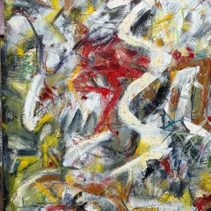 Óleo Abstracto "M. Martin" sobre Chapa - 120x70cm - imagen 3