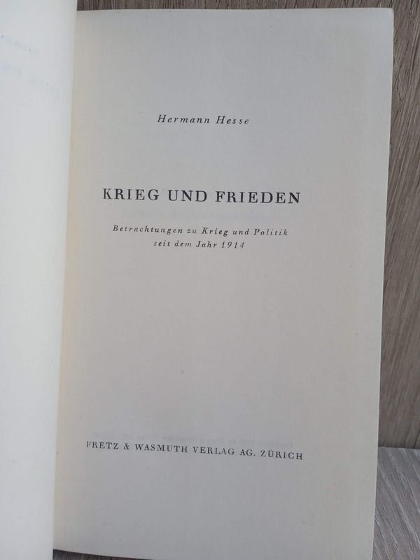 Libro antiguo de Hermann Hesse: Guerra y Paz - imagen 2