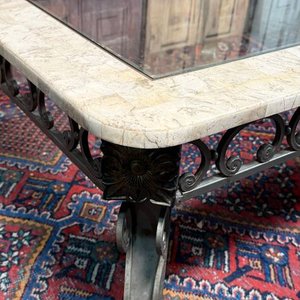 Mesa Ratona Hierro y Vidrio con Detalles Florales - imagen 5