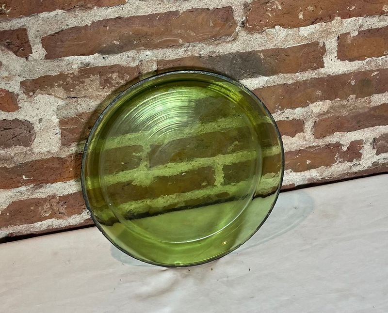 Fuente Redonda Vidrio Estilo Pyrex Verde 33 cm