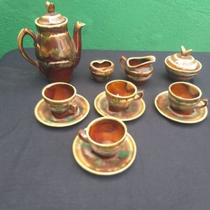 Juego de Té de Cerámica Marrón y Verde - imagen 2