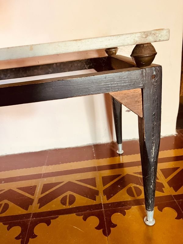 MESA RATONA MADERA Y TAPA MARMOL CARRARA - imagen 4