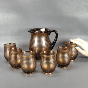 Juego de Jarra y 6 Vasos de Vidrio con Diseño Dorado - imagen 3