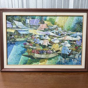 Obra de Arte: Mercado Flotante Asiático Estilo Tailandia-Indochina - imagen 1