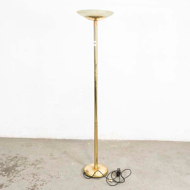 Lámpara de Pie Dorada con Pantalla Opalina - 180 cm
