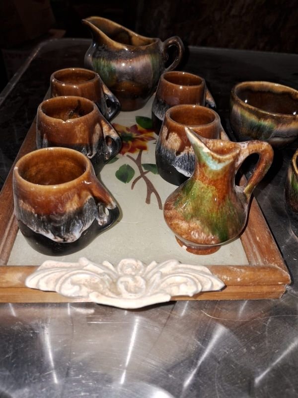 Vajilla Cerámica Vintage con Esmalte de Goteo - imagen 4