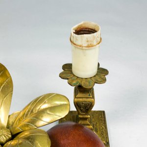 Lámpara de Mesa en Bronce con Detalle de Flor y Mate - imagen 4