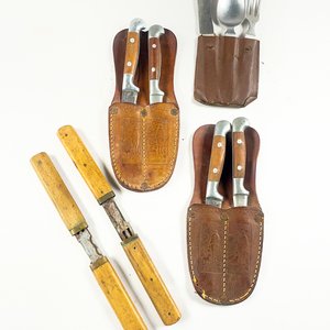 Juego de Cubiertos de Viaje con Estuches de Cuero Grabado - imagen 2