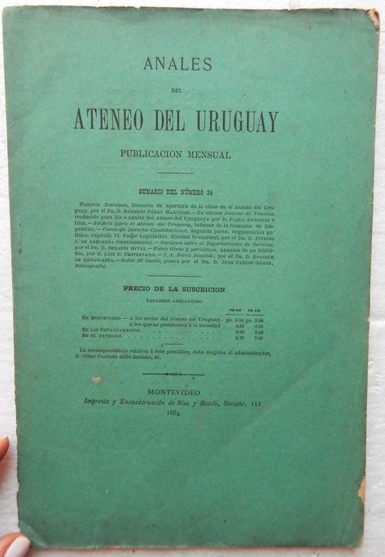 Revista Anales Del Ateneo Del Uruguay, Año III - Tomo VI - Junio, 5 de 1884 - Número 34