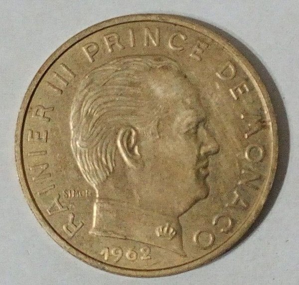 Moneda de Mónaco 20 Centésimos de 1962, Príncipe Raniero III - imagen 1