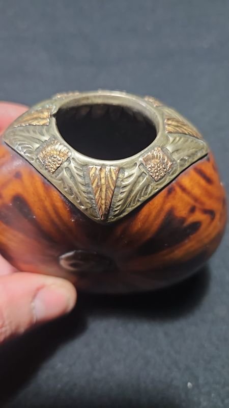 Mate Galleta de Calabaza con Detalles en Plata y Oro