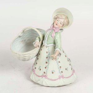 Lote anterior: Jardinera de Porcelana con Figura de Mujer y Cesta