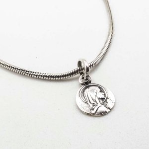 Pulsera de Plata 925 Estilo Cola de Ratón con Dije Religioso - imagen 2