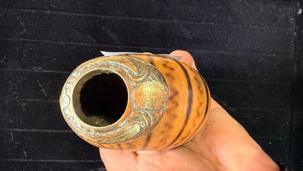 Mate Galleta Virola Plata y Oro - Vaso Decorativo - imagen 2