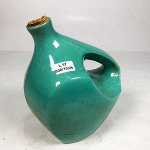 Porrón de Cerámica Esmaltada Celeste con Asa y Corcho - 21 cm - imagen 1